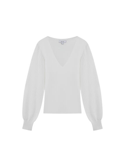 Lexi Knitted Blouson Sleeve Top